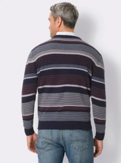 V-Ausschnitt-Pullover mit Ringel-Muster