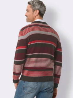 V-Ausschnitt-Pullover mit Ringel-Muster