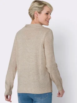V-Ausschnitt-Pullover mit Rollkante