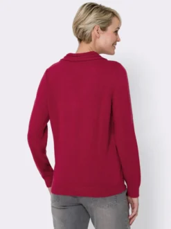 V-Ausschnitt-Pullover mit Rollkante