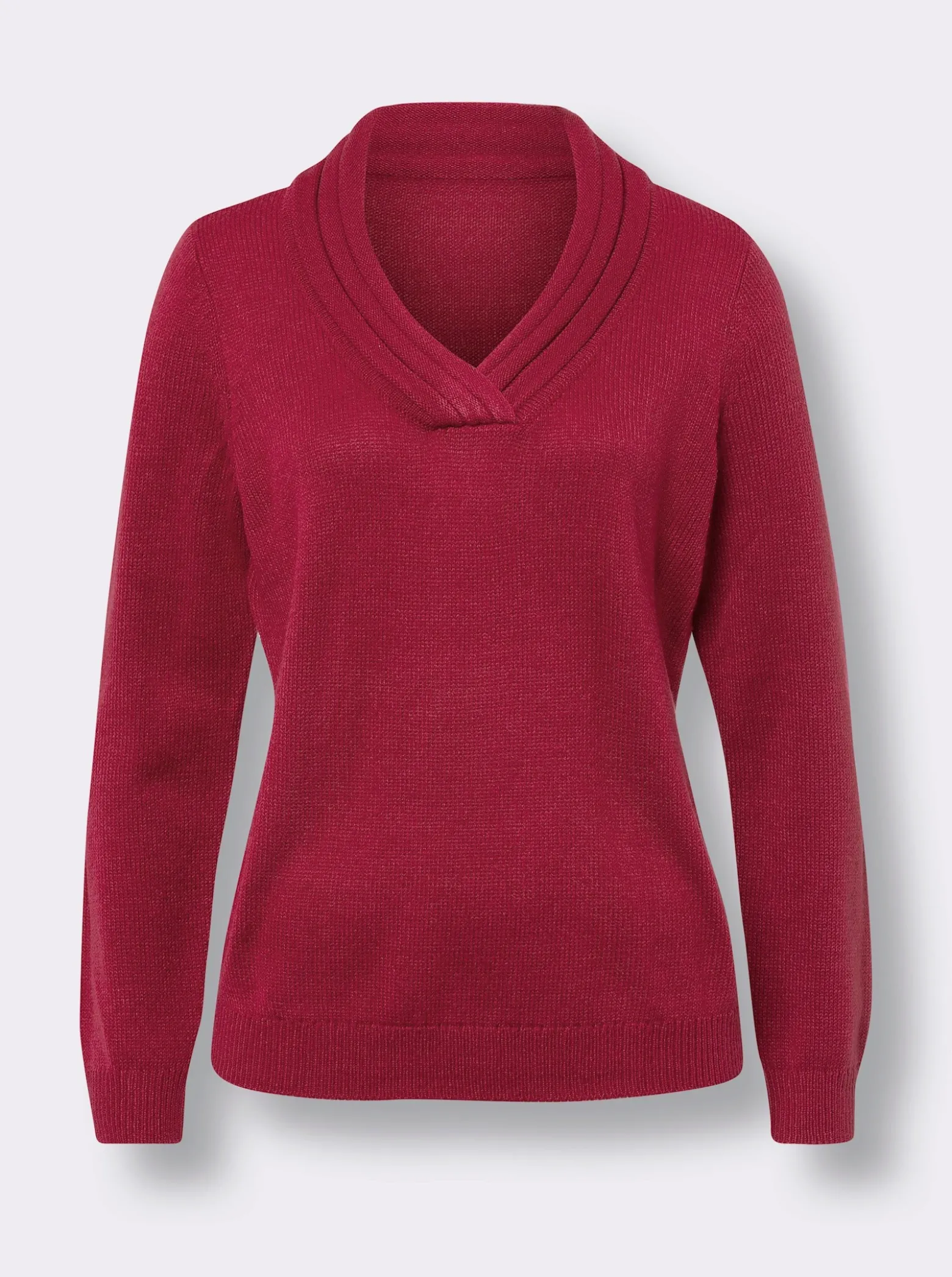 V-Ausschnitt-Pullover mit Rollkante