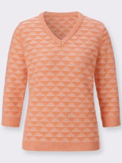 V-Ausschnitt-Pullover mit Strickmuster