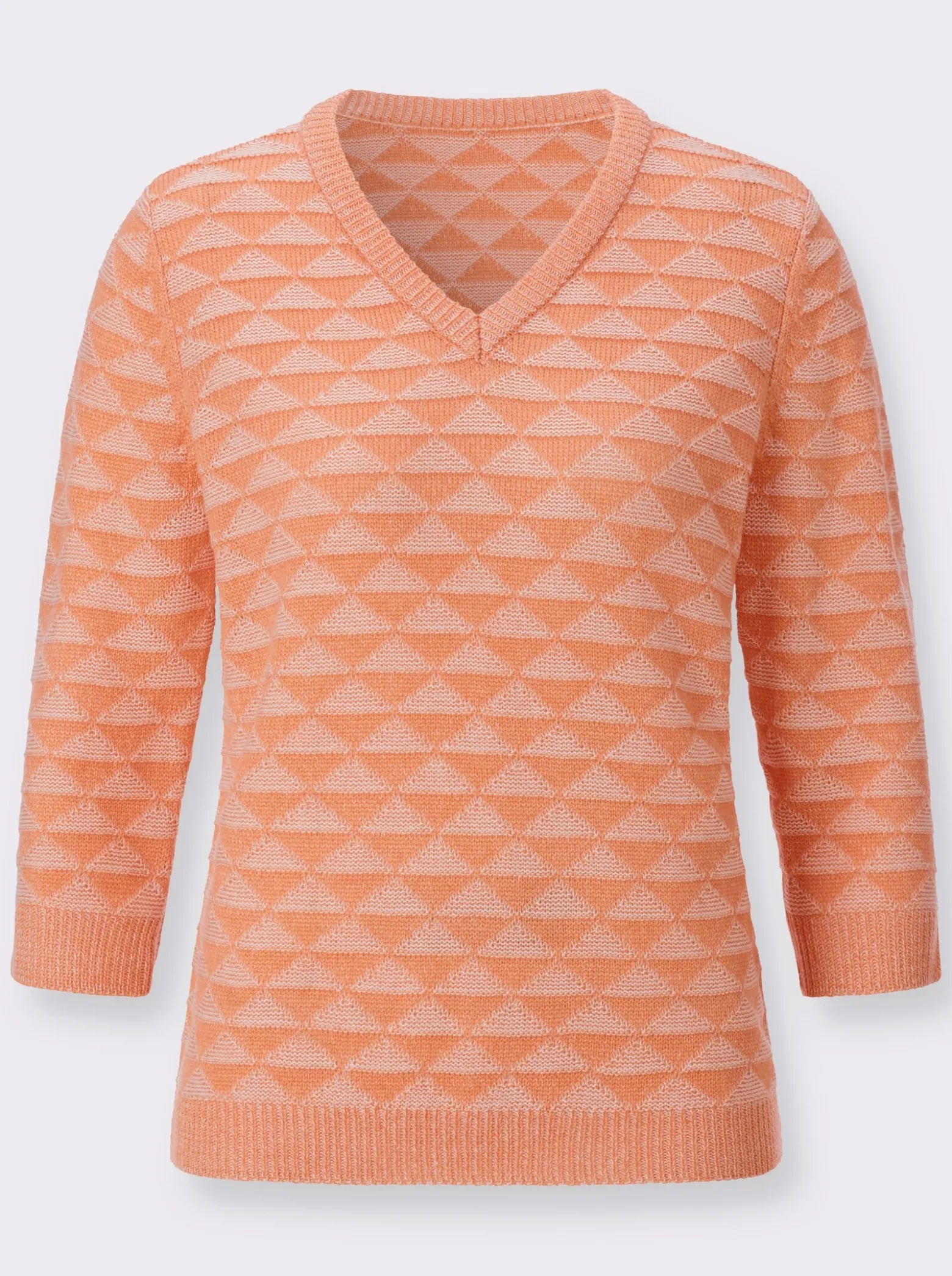 V-Ausschnitt-Pullover mit Strickmuster