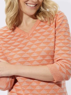 V-Ausschnitt-Pullover mit Strickmuster