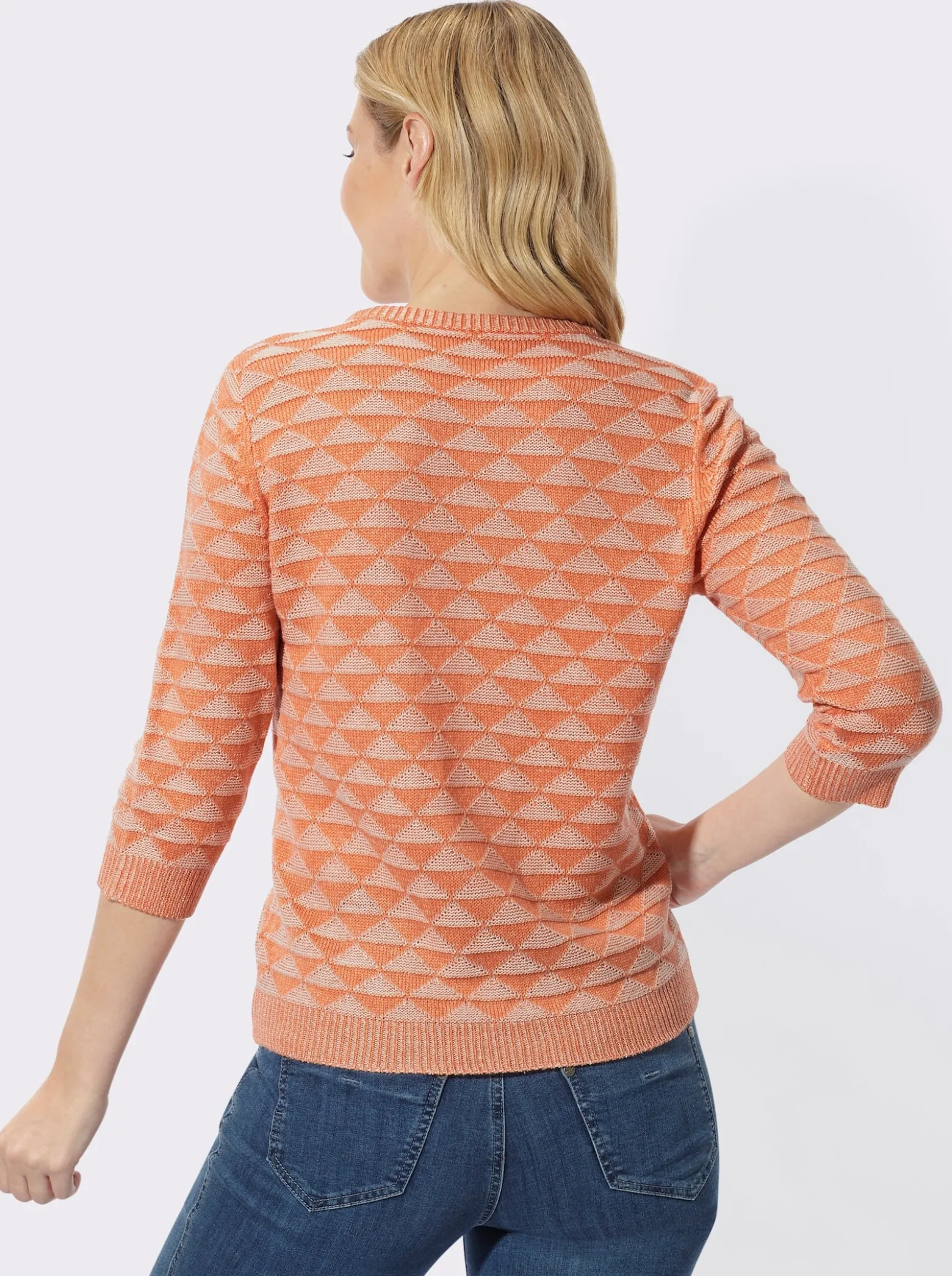 V-Ausschnitt-Pullover mit Strickmuster