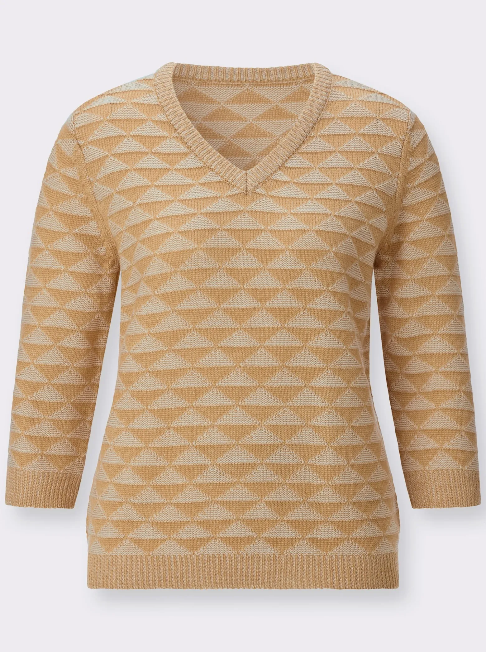 V-Ausschnitt-Pullover mit Strickmuster