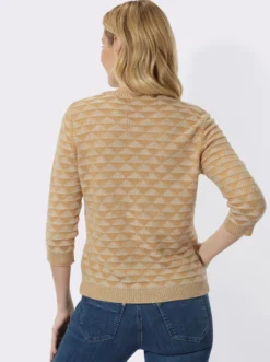 V-Ausschnitt-Pullover mit Strickmuster