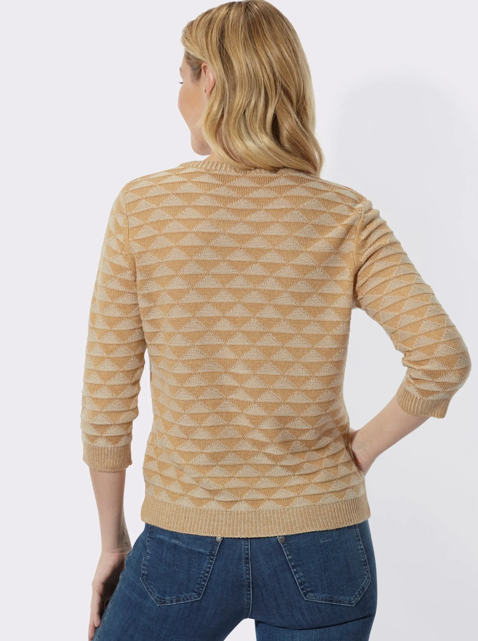 V-Ausschnitt-Pullover mit Strickmuster