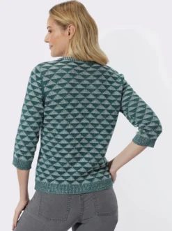 V-Ausschnitt-Pullover mit Strickmuster