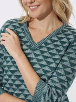 V-Ausschnitt-Pullover mit Strickmuster
