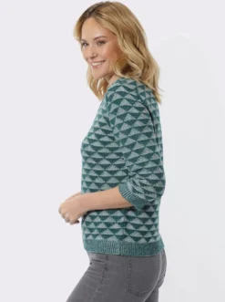 V-Ausschnitt-Pullover mit Strickmuster