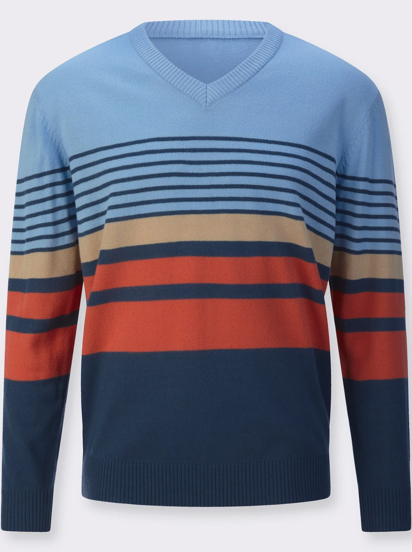 V-Ausschnitt-Pullover mit Streifen-Muster