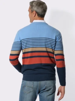 V-Ausschnitt-Pullover mit Streifen-Muster