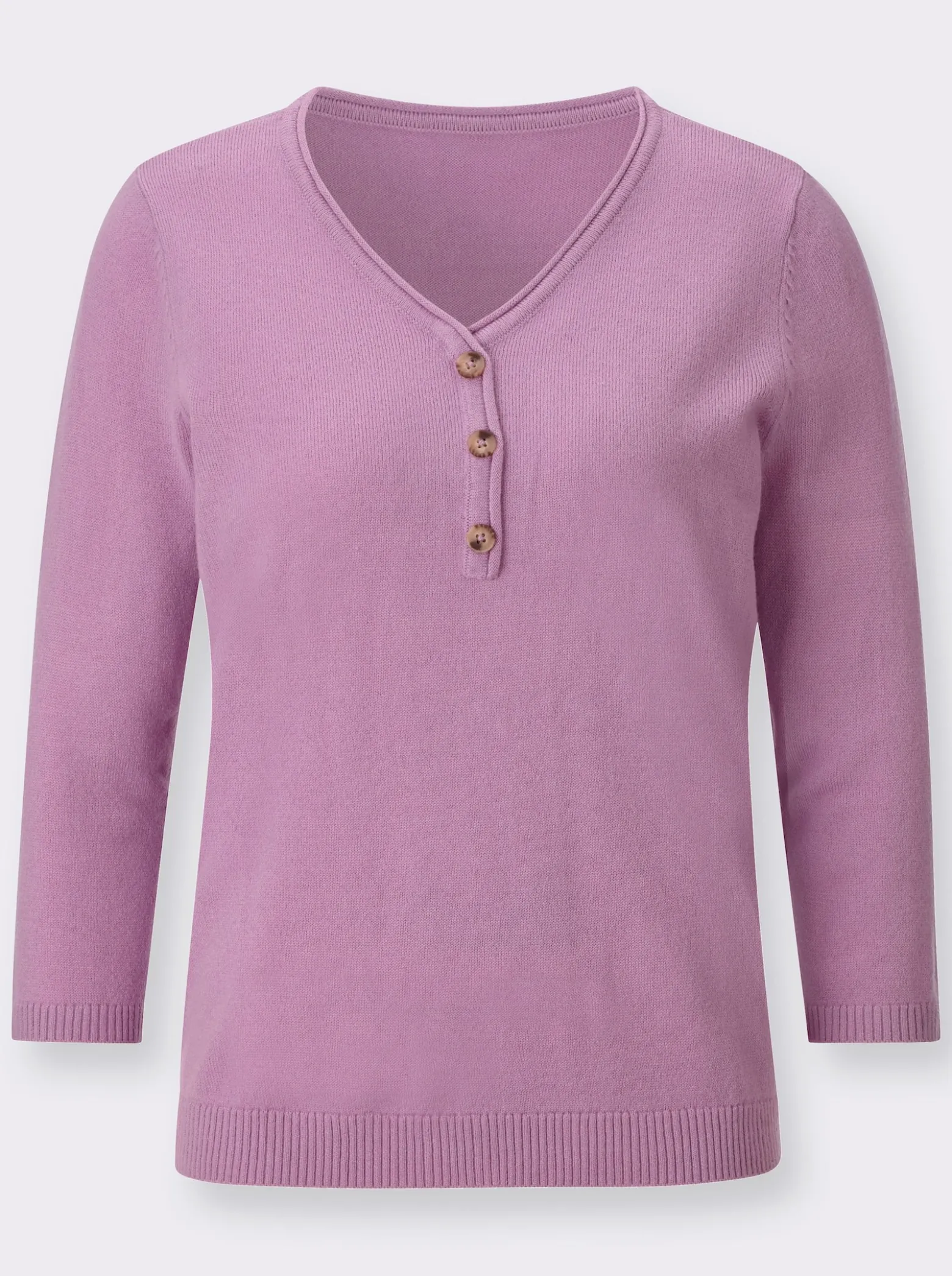 V-Ausschnitt-Pullover mit Zierknopfleiste