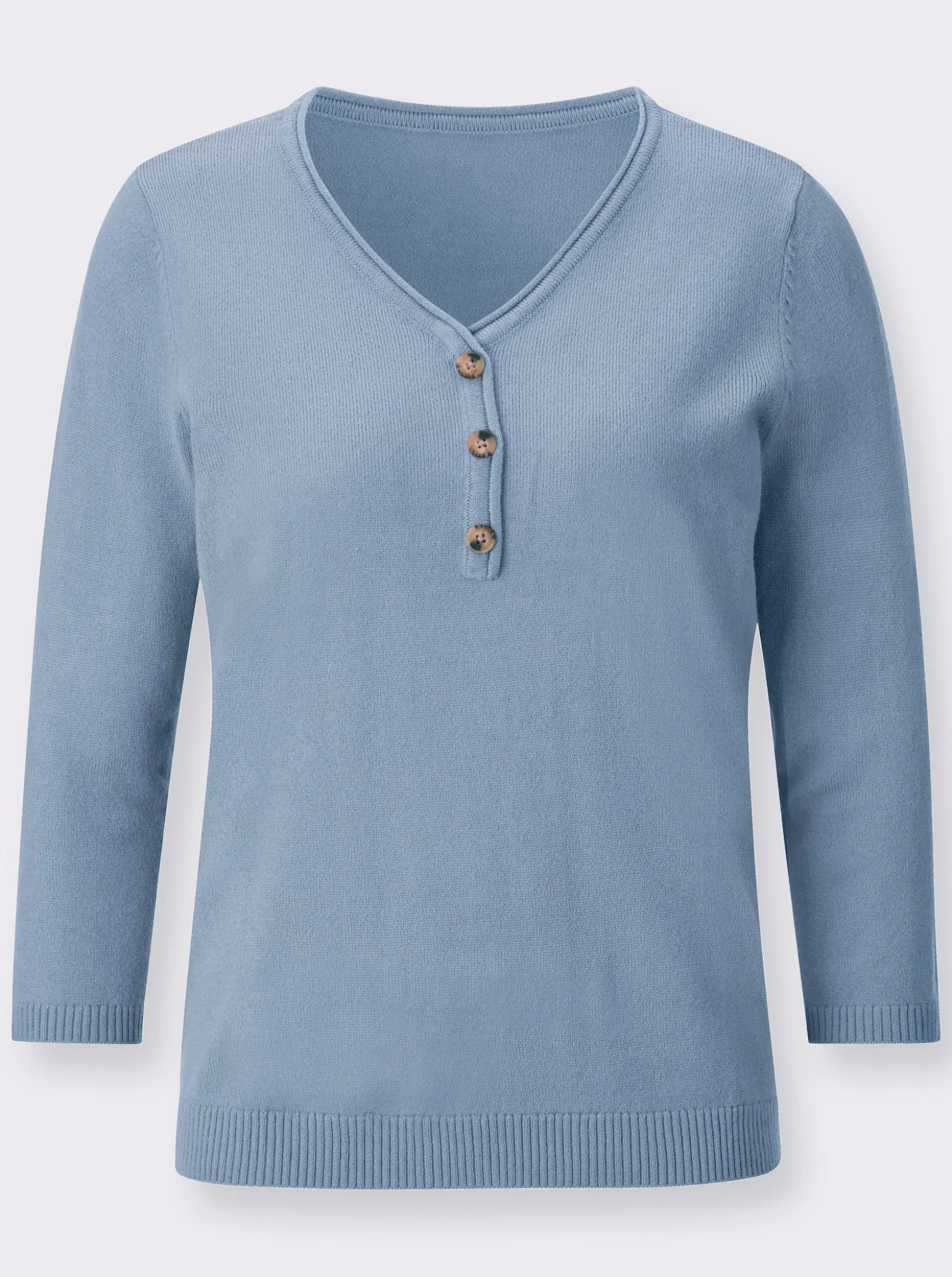 V-Ausschnitt-Pullover mit Zierknopfleiste