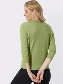 V-Ausschnitt-Pullover mit Zierknopfleiste
