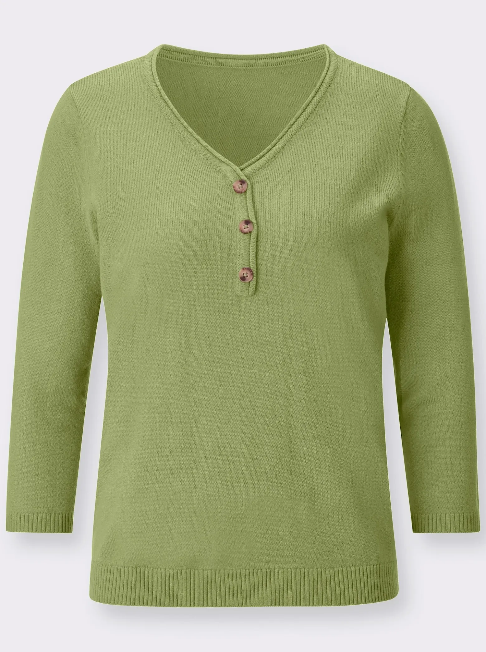 V-Ausschnitt-Pullover mit Zierknopfleiste