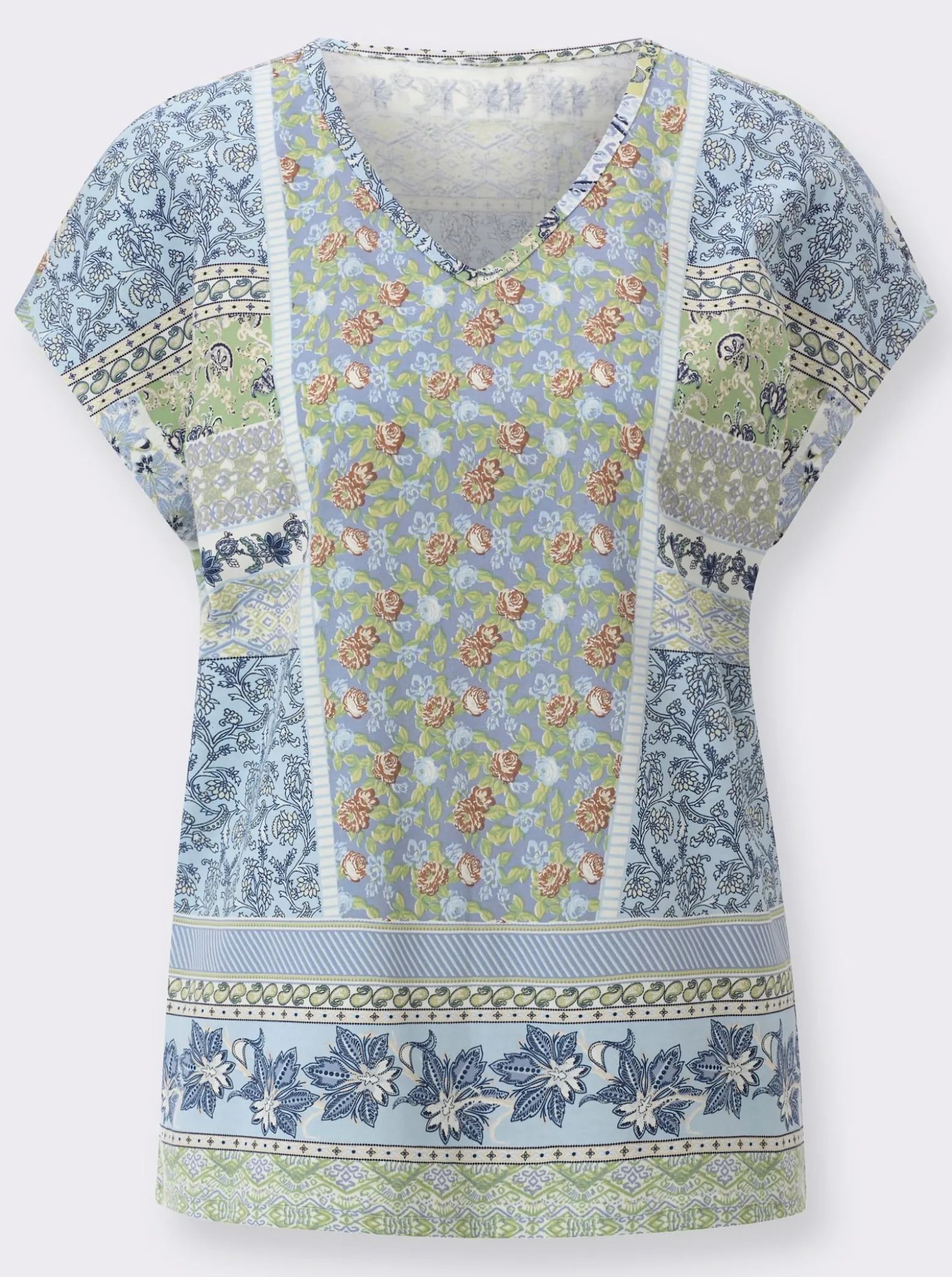 V-Shirt in Patch-Optik