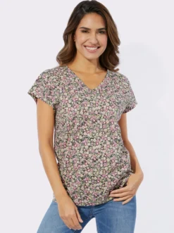 V-Shirt mit Blümchenmuster