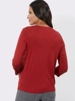 V-Shirt mit Falte im Vorderteil