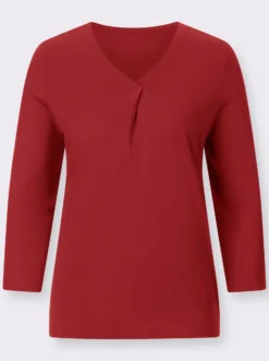 V-Shirt mit Falte im Vorderteil