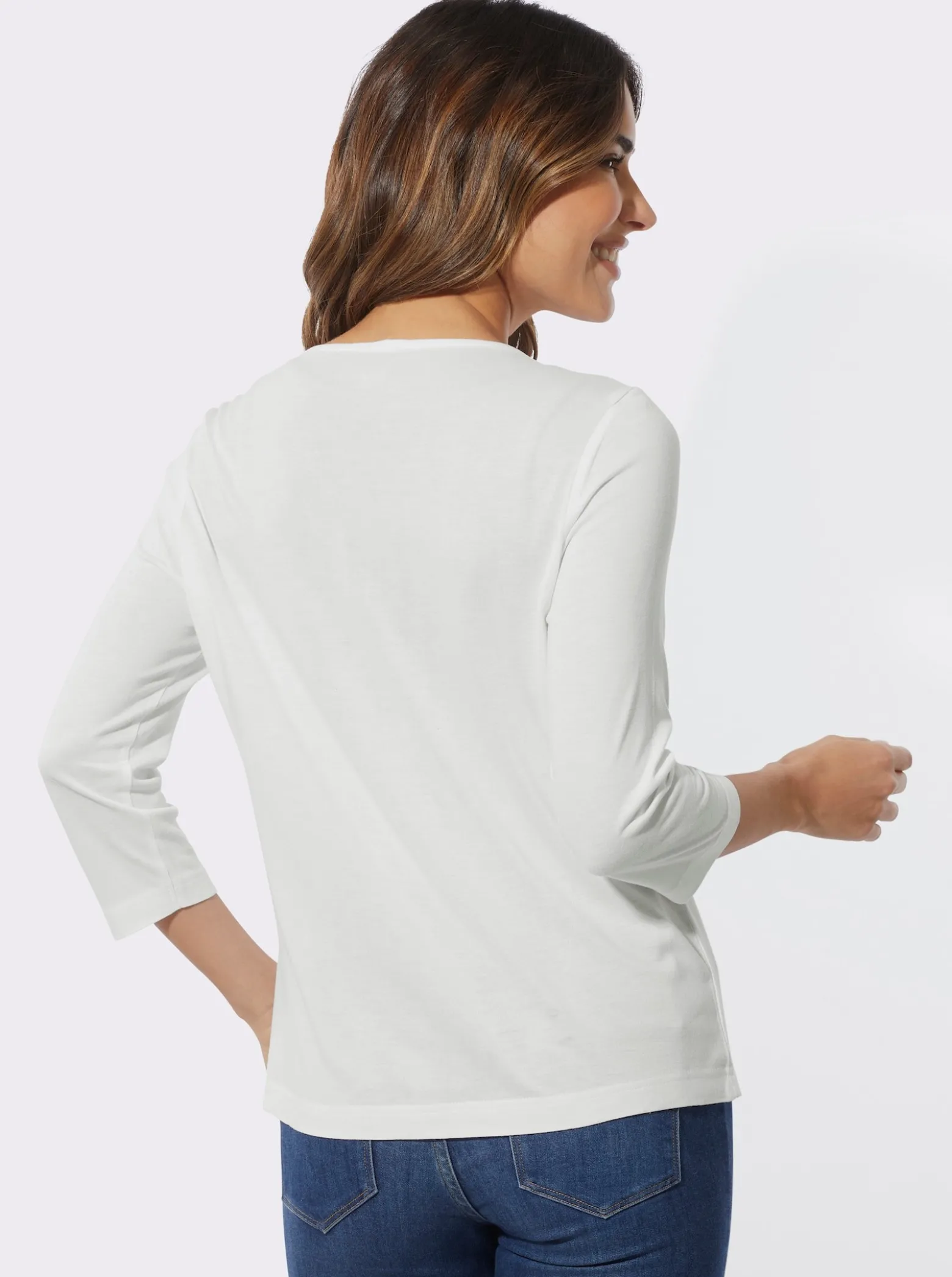 V-Shirt mit Falte im Vorderteil