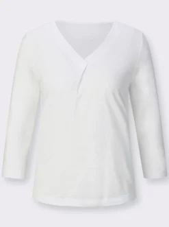 V-Shirt mit Falte im Vorderteil