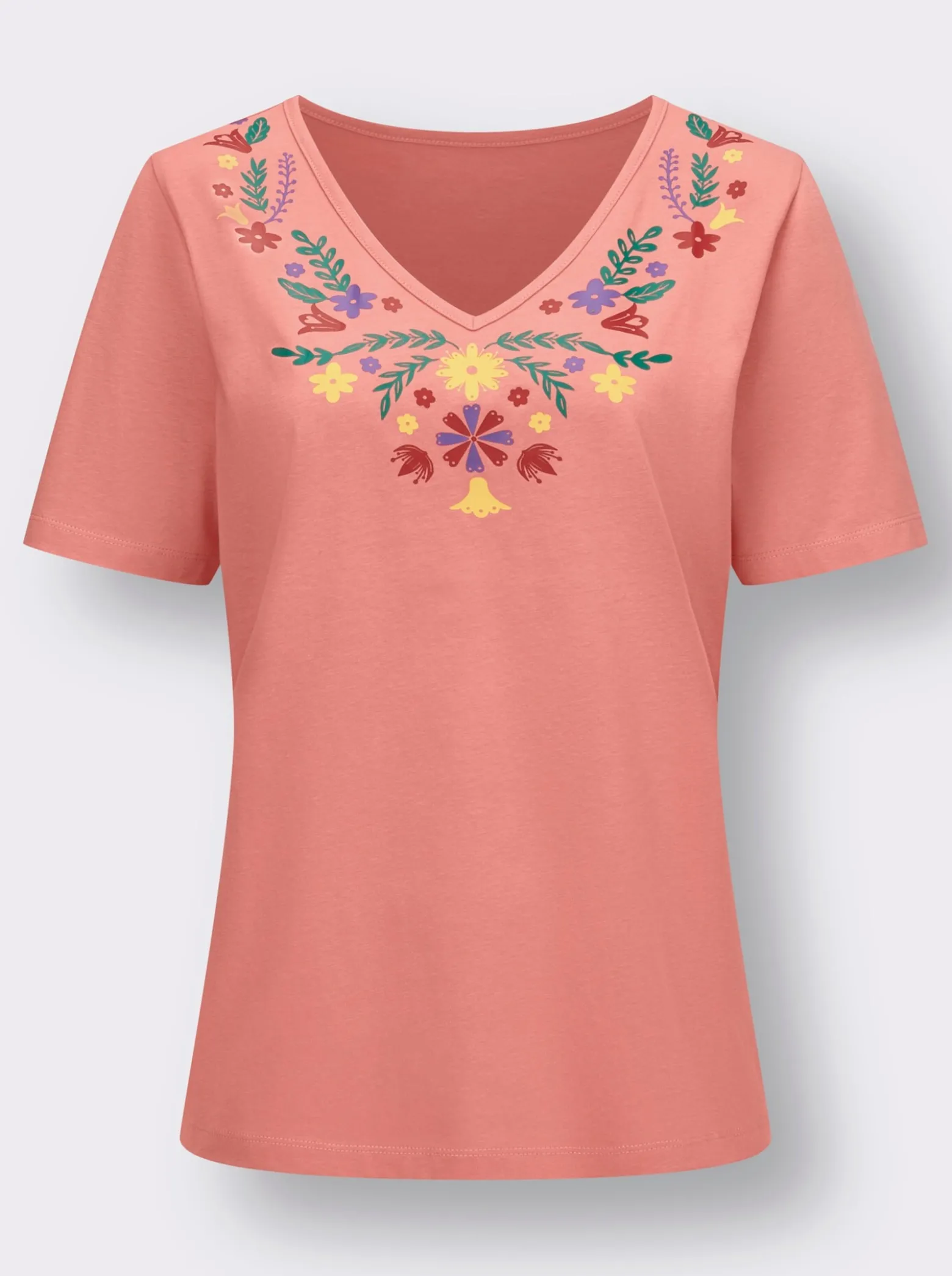 V-Shirt mit floralem Druck