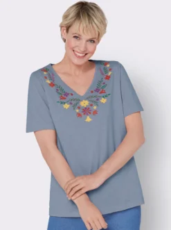 V-Shirt mit floralem Druck