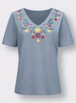 V-Shirt mit floralem Druck