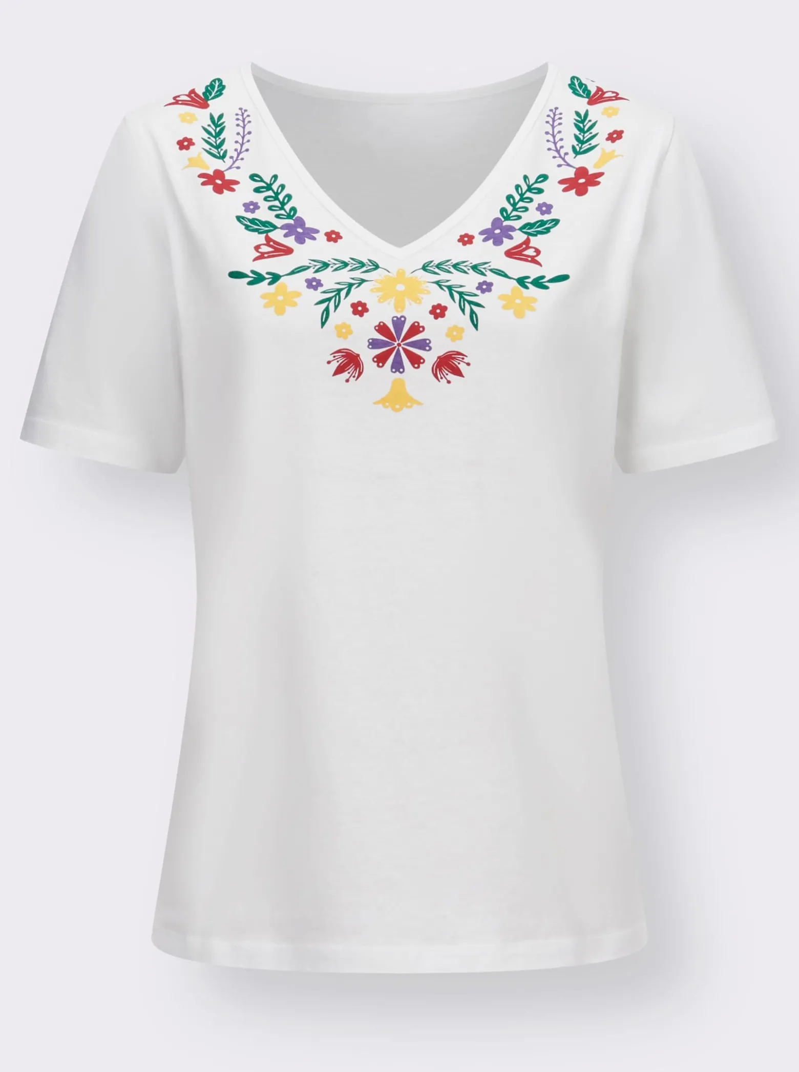 V-Shirt mit floralem Druck