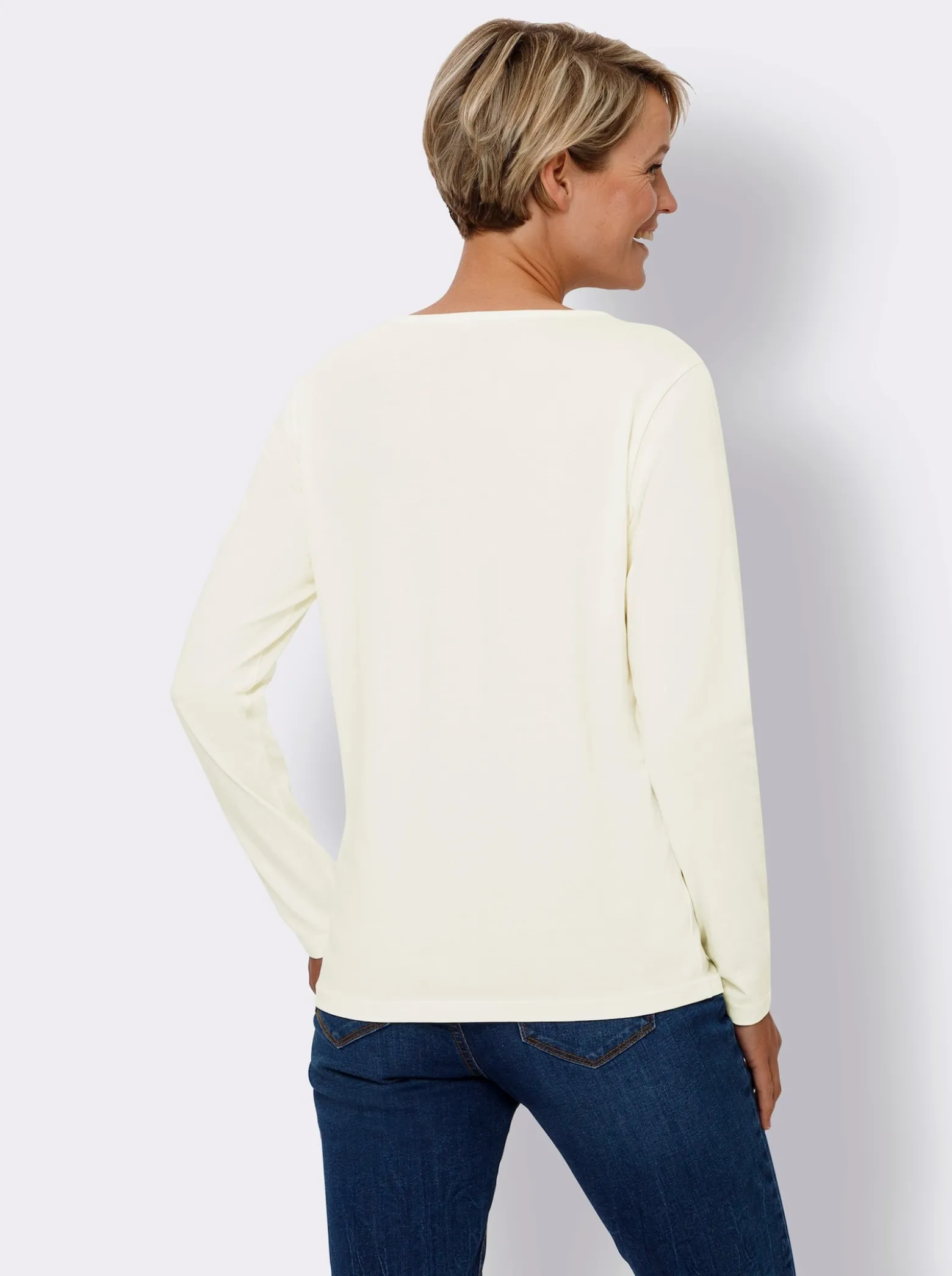 V-Shirt mit Lederimitat-Patch