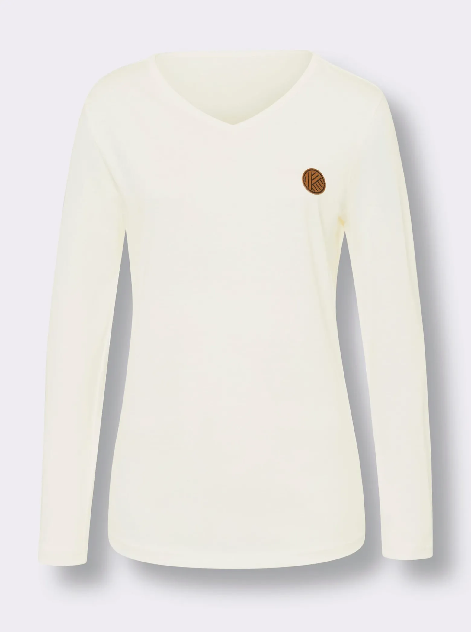 V-Shirt mit Lederimitat-Patch