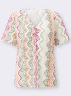 V-Shirt mit Raffungen