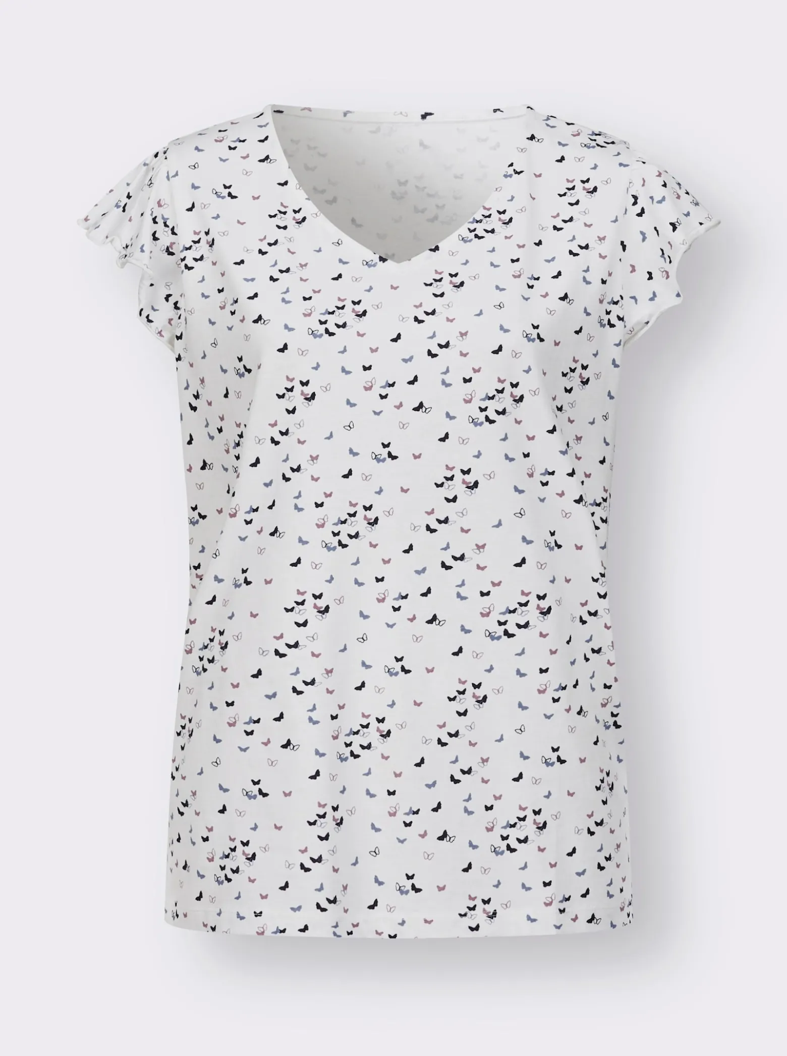 V-Shirt mit Schmetterling-Muster