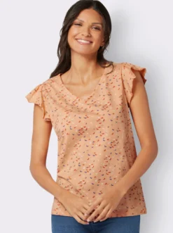 V-Shirt mit Schmetterling-Muster