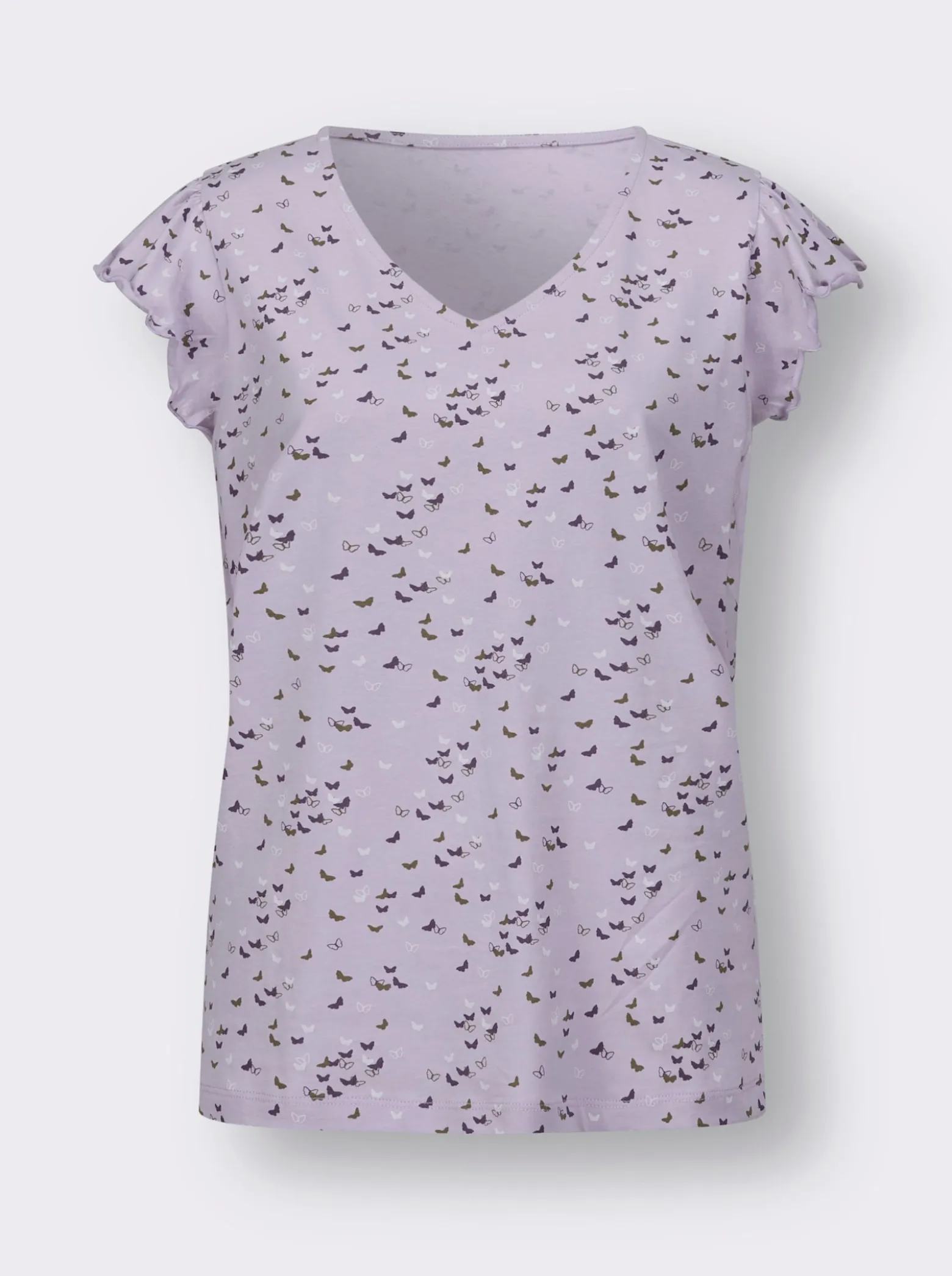 V-Shirt mit Schmetterling-Muster