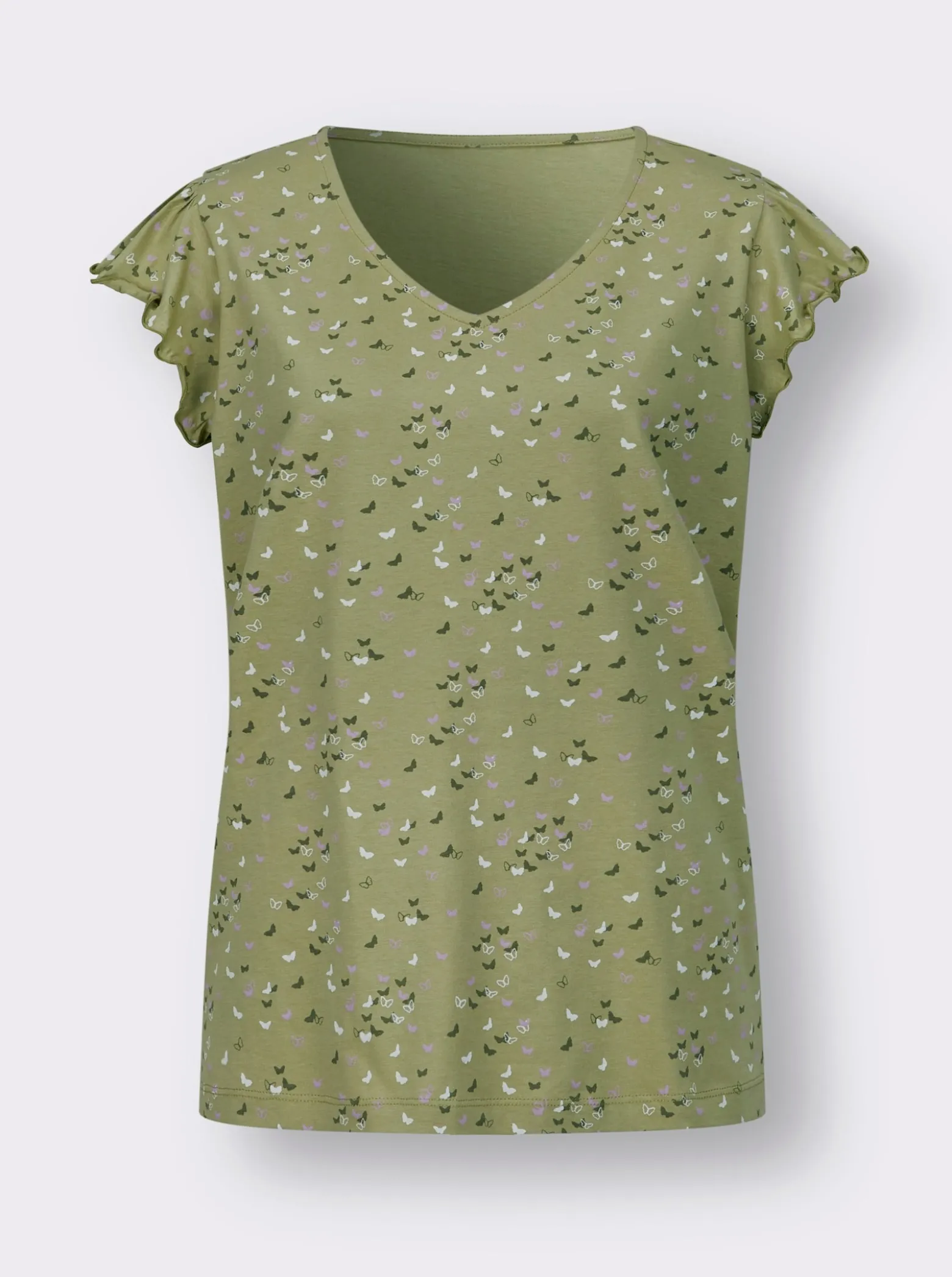 V-Shirt mit Schmetterling-Muster