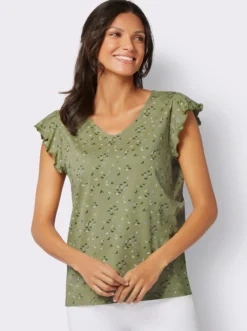V-Shirt mit Schmetterling-Muster