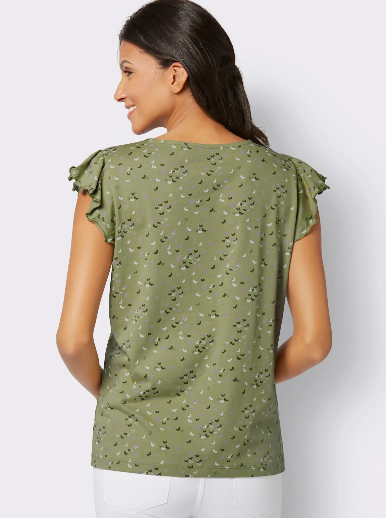 V-Shirt mit Schmetterling-Muster
