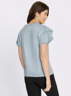 V-Shirt mit Spitzen-Details