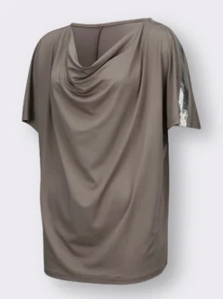 Wasserfallshirt mit glänzendem Folien-Print