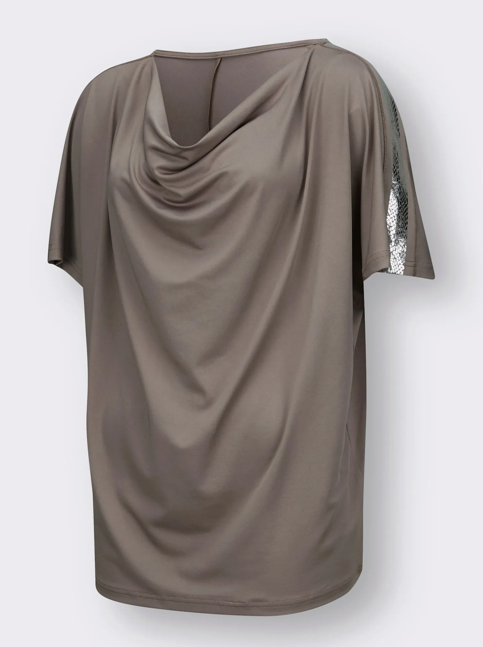 Wasserfallshirt mit glänzendem Folien-Print