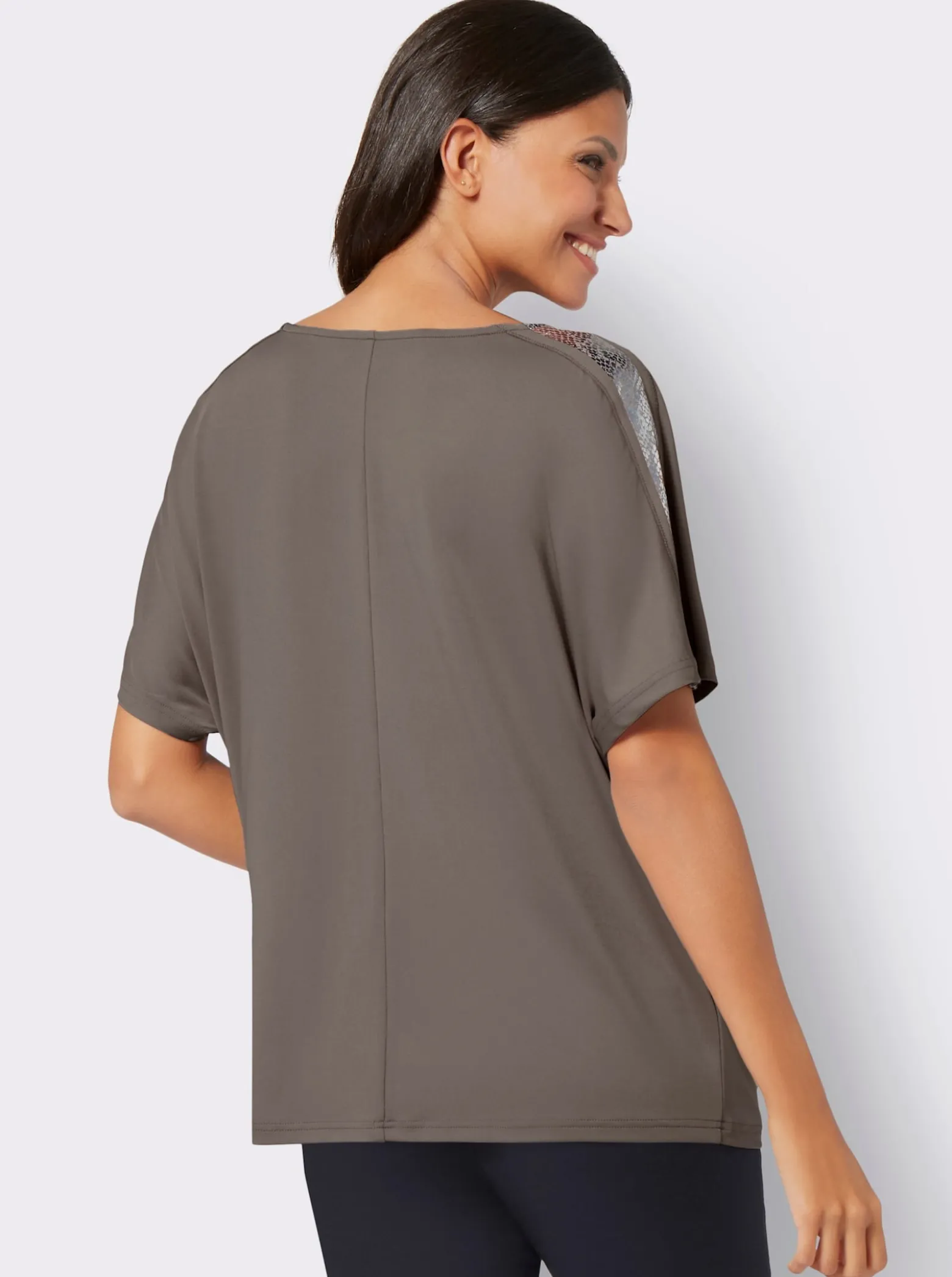 Wasserfallshirt mit glänzendem Folien-Print