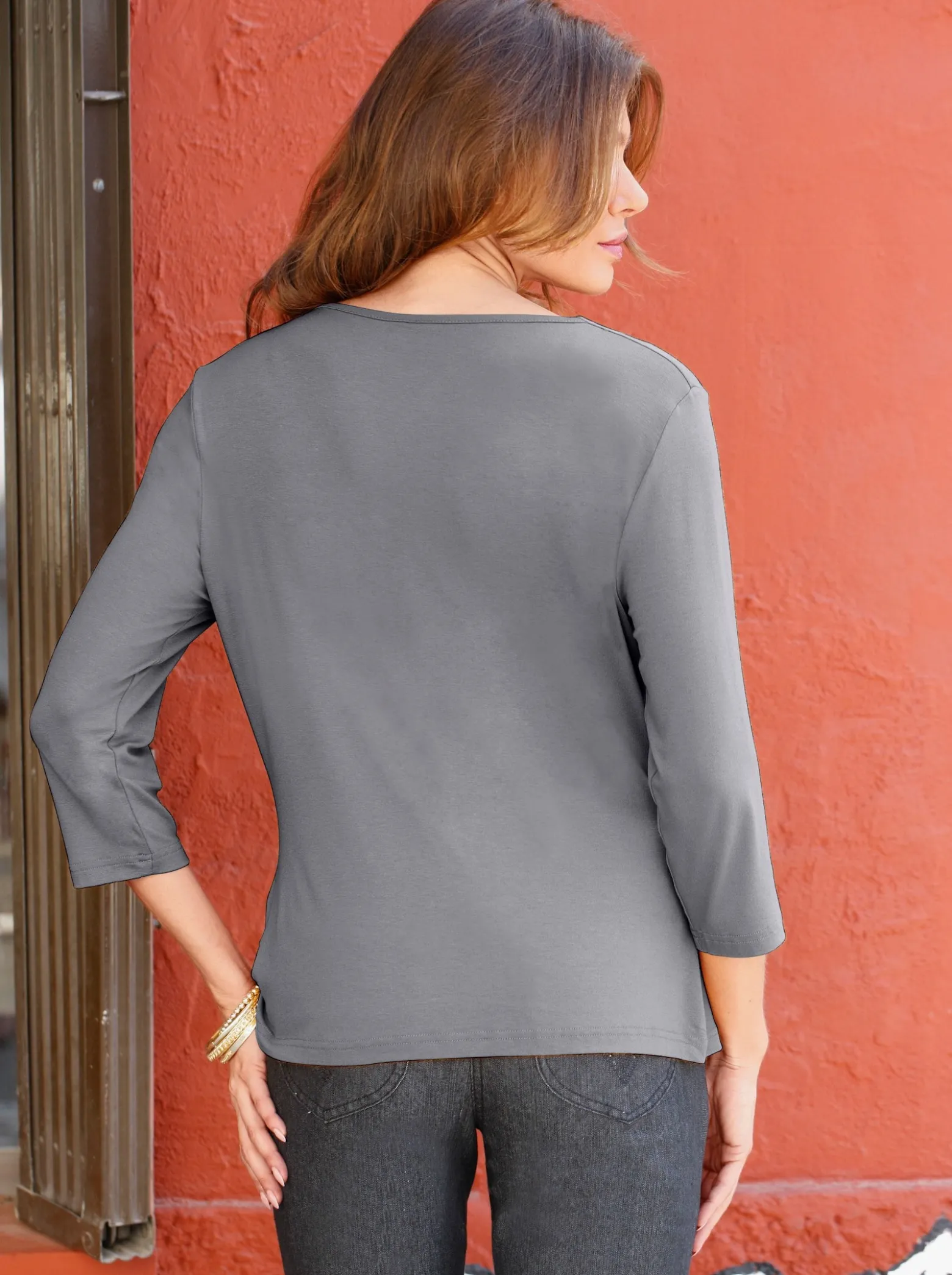 Wasserfallshirt mit 3/4-langen Ärmeln