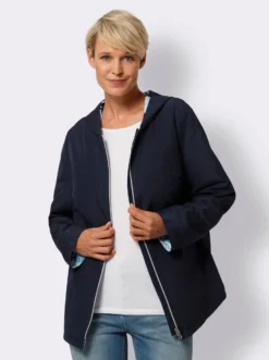 Wendejacke mit einfarbiger und bedruckter Seite