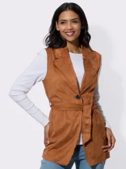 Weste aus Veloursleder-Imitat
