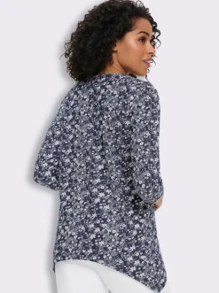 Zipfelshirt mit 3/4-Ärmeln, floral bedruckt