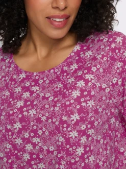 Zipfelshirt mit 3/4-Ärmeln, floral bedruckt
