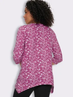 Zipfelshirt mit 3/4-Ärmeln, floral bedruckt